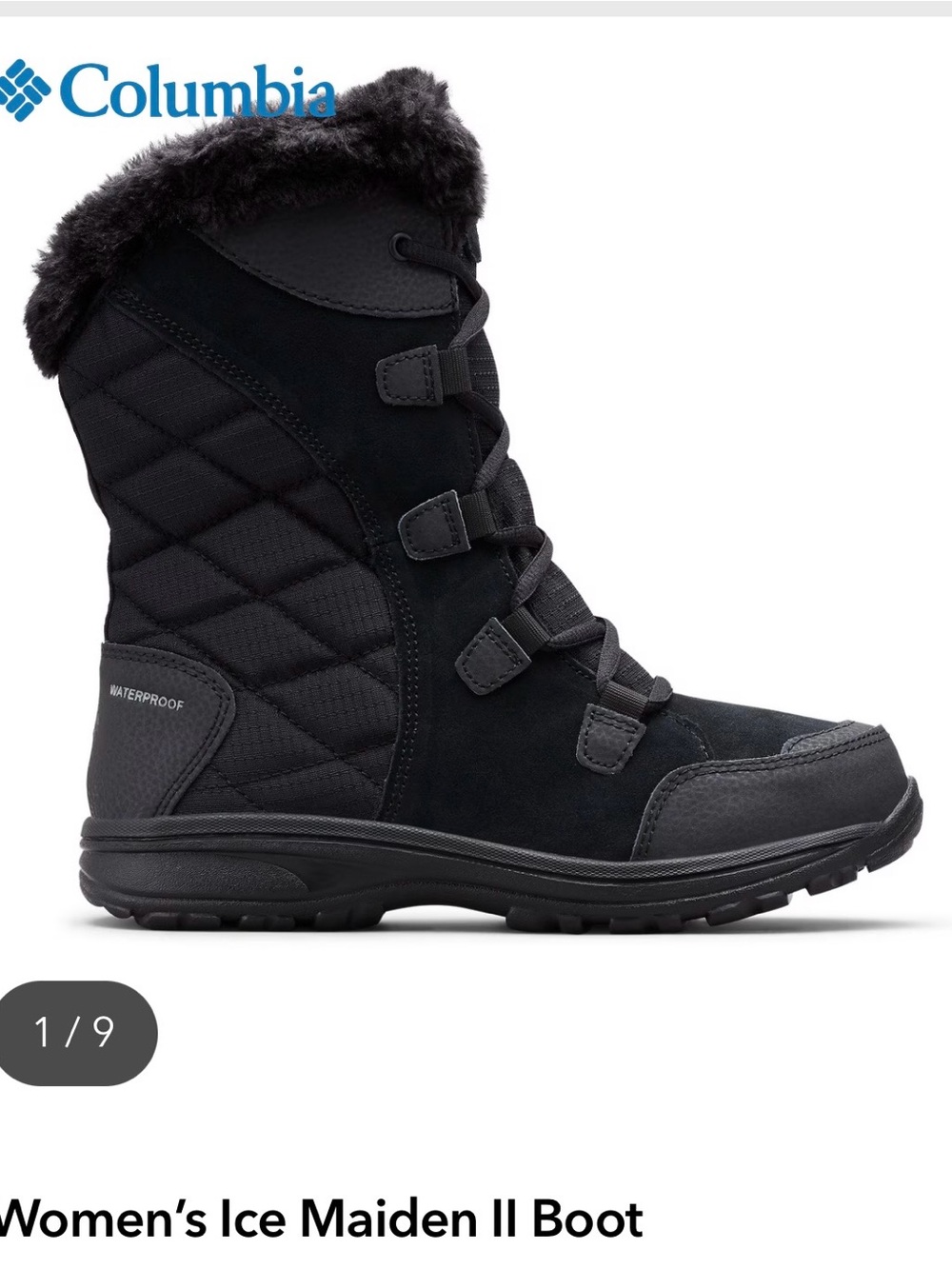 Columbia Ice Maiden II Women's Black Faux-Fur Lace-Up Winter Boots - Picture 3 of 11